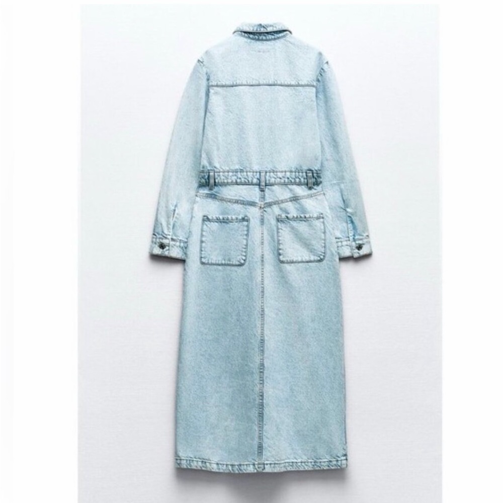 Zara Light Blue Button-Down Midi Dress Medium - Picture 9 of 9